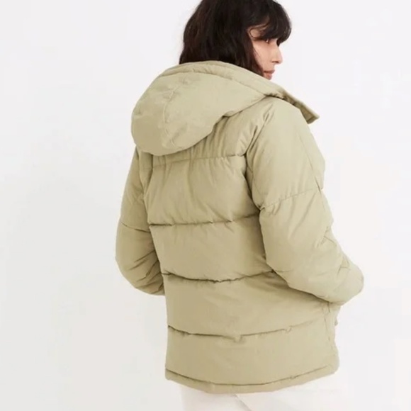 Madewell Holland Ash Green Khaki Quilted Puffer Parka Jacket Women S Cottagecore - Picture 3 of 11